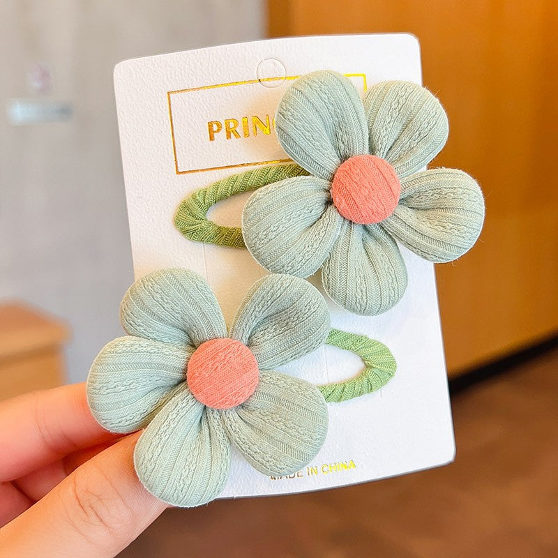 Children's Cute Fabric Flower Pair Clip Hair Accessories