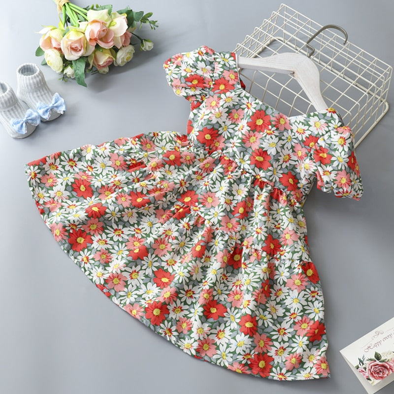 Summer Toddler Dresses Baby Girl Clothes Cute Flowers Print