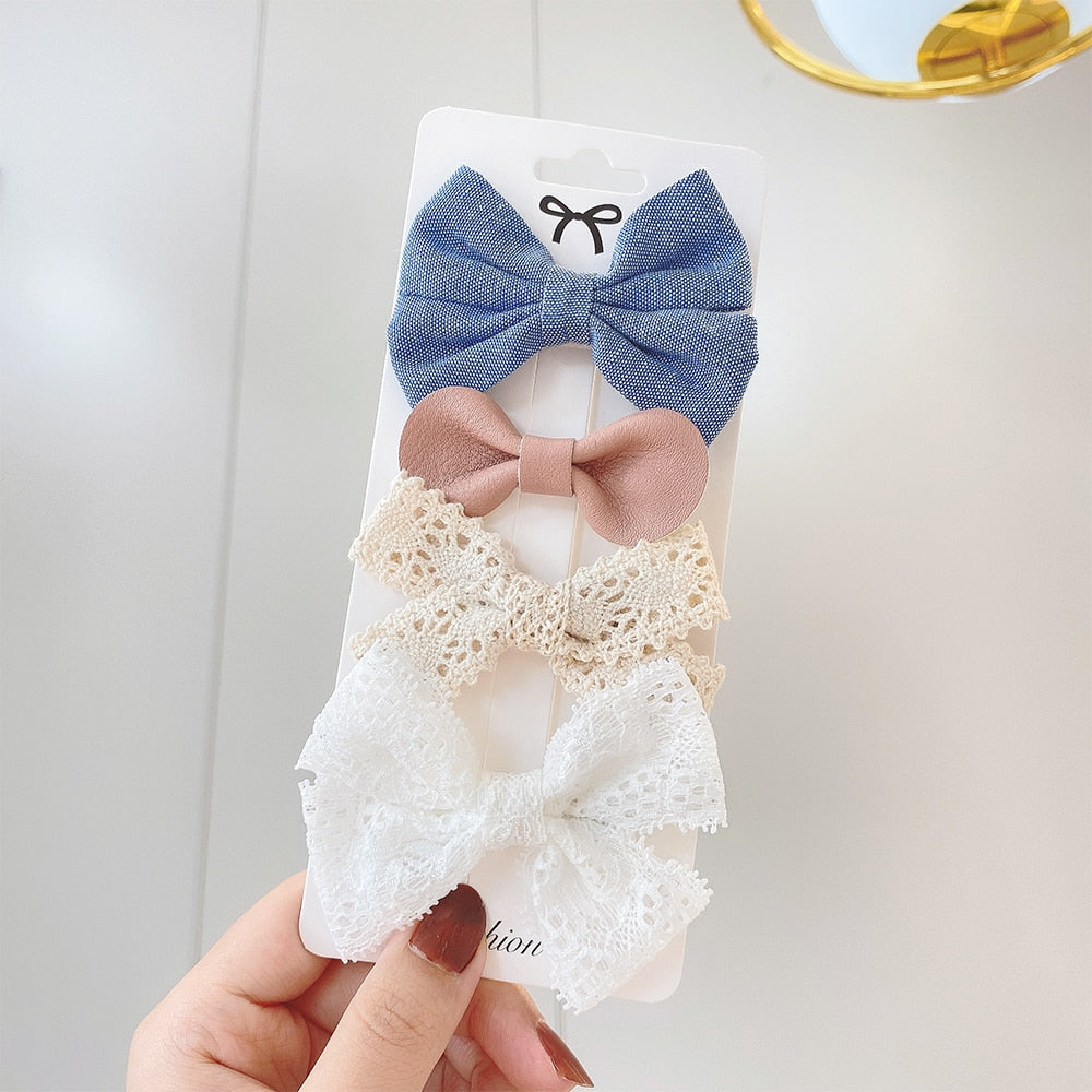 4Pcs/Set Sweet Lace Printed Hair Clips For Cute Girls