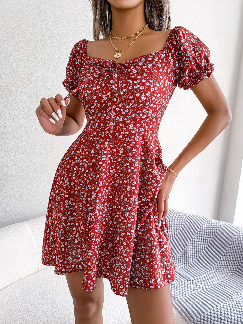 Women Casual Floral Print A Line Dress