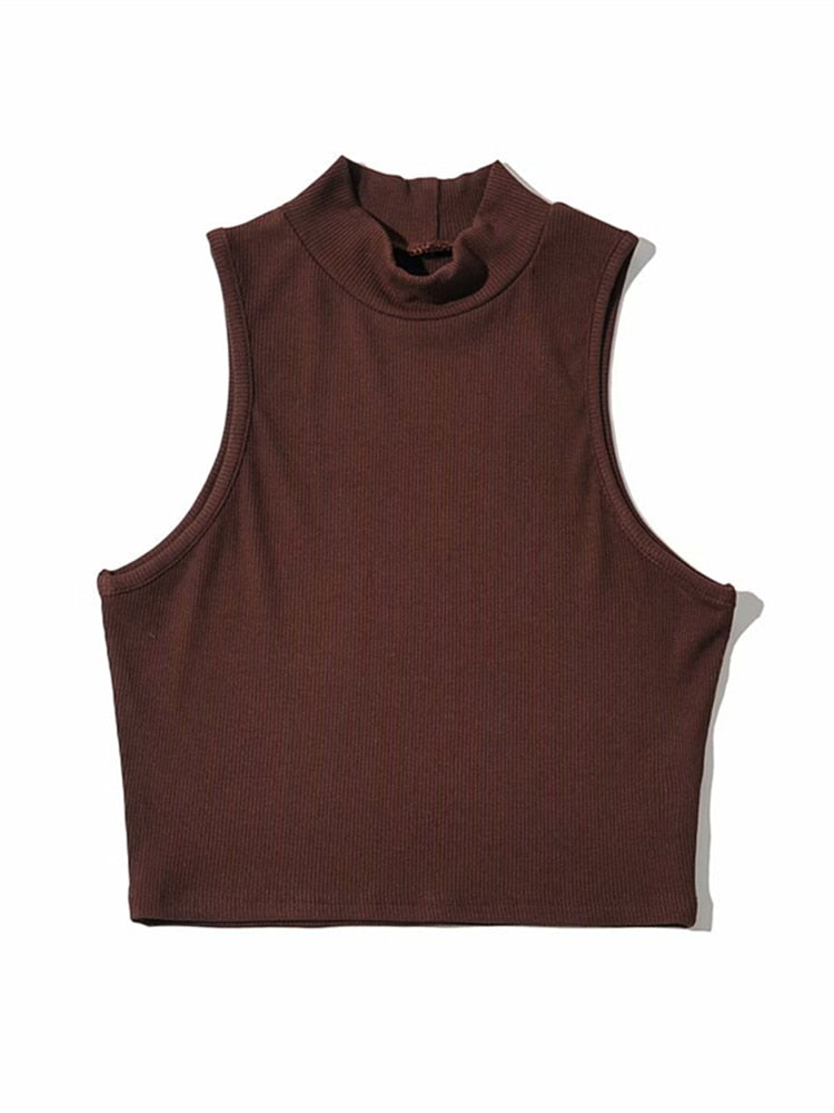 Summer Women Fashion Crop Top High Neck  5 Colors