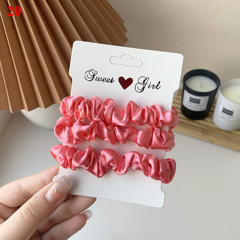 3Pcs/set Silk Satin Scrunchies Women