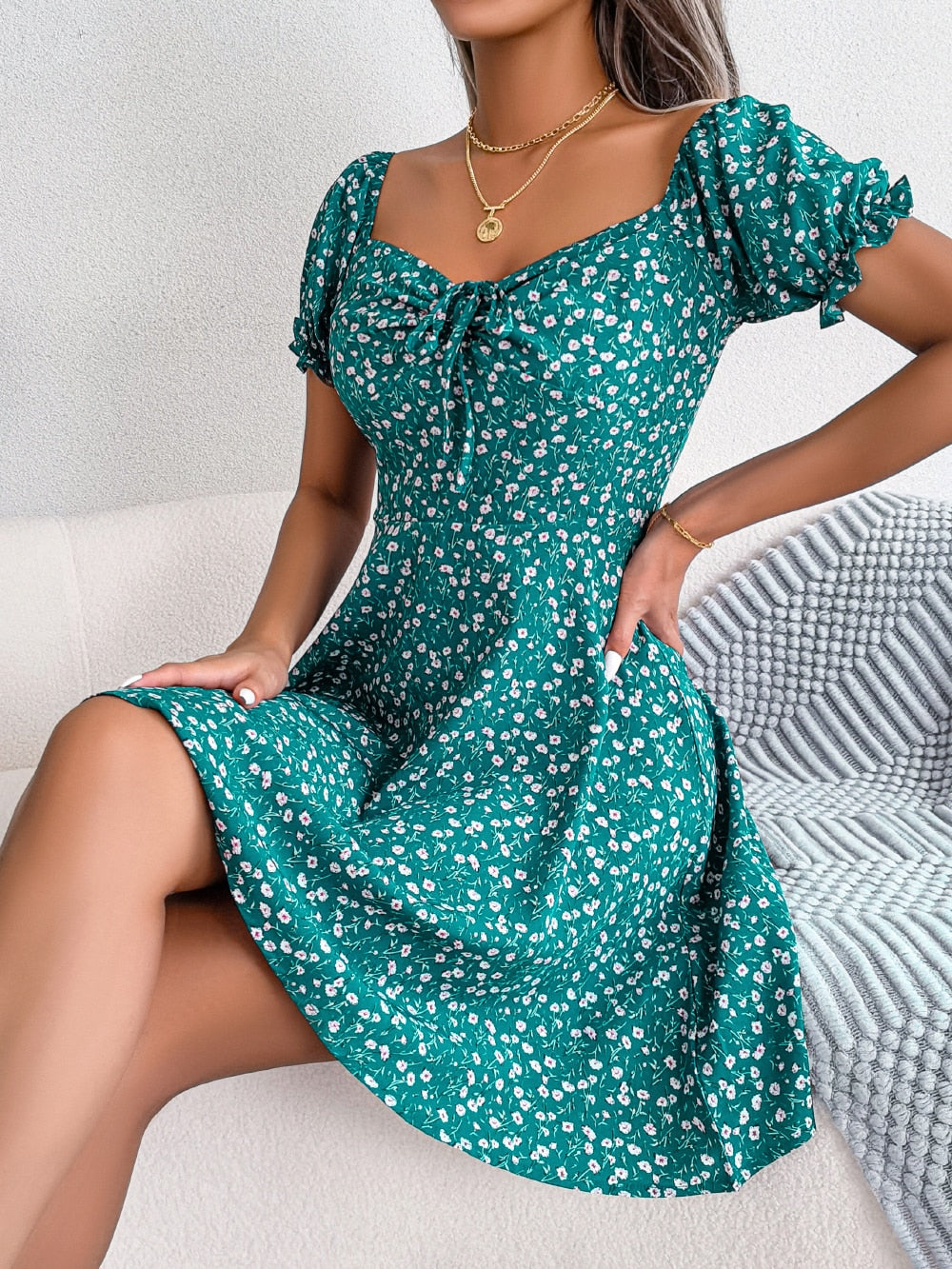 Women Casual Floral Print A Line Dress