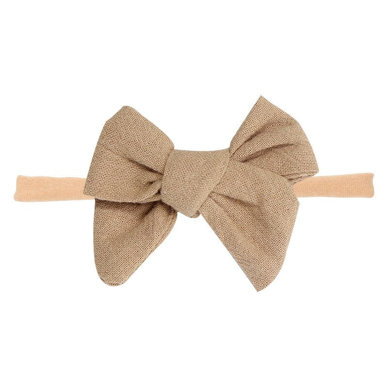 Baby Bow Headband Soft Cotton Embroidered