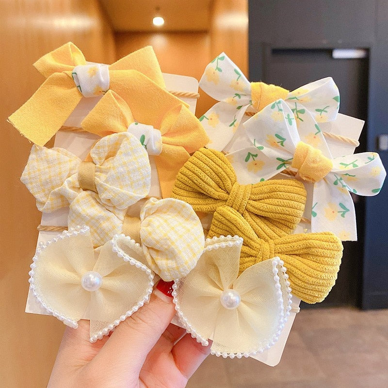 10Pcs/Set Big Bow Flower Elastic Hairbands Children