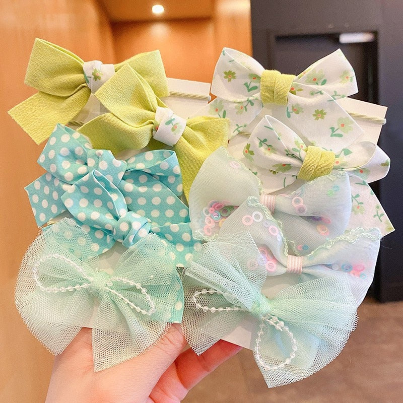 10Pcs/Set Big Bow Flower Elastic Hairbands Children