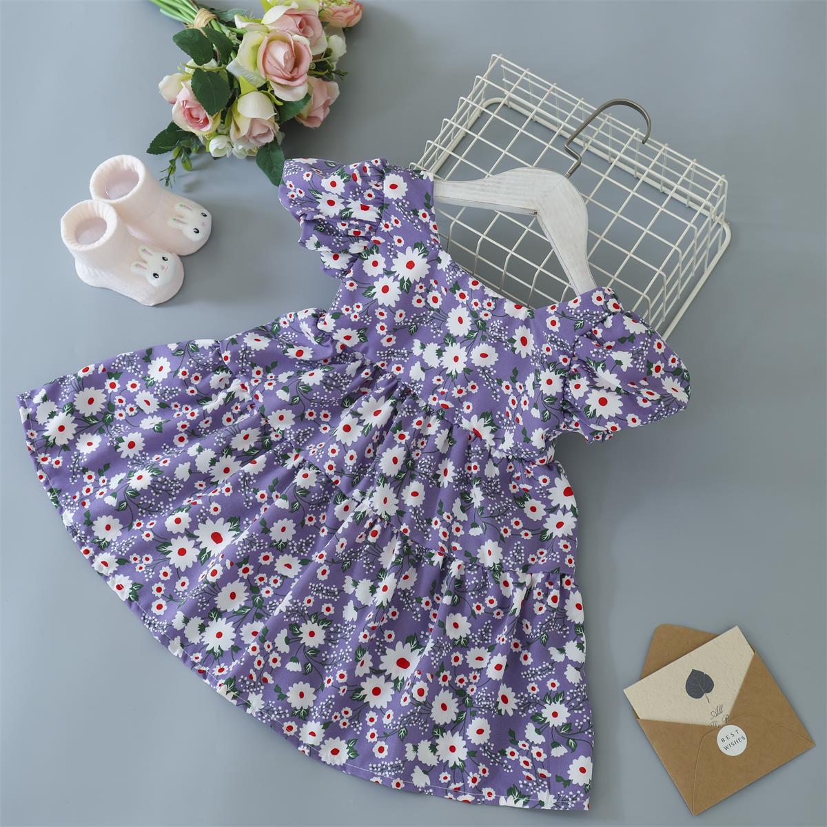 Summer Toddler Dresses Baby Girl Clothes Cute Flowers Print