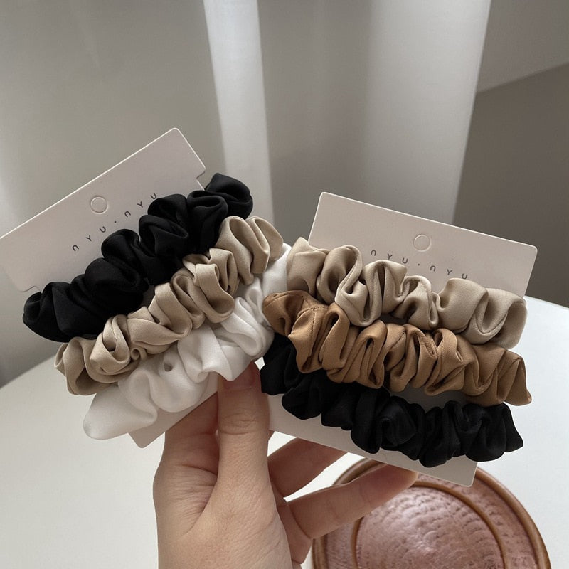 3Pcs/set Silk Satin Scrunchies Women