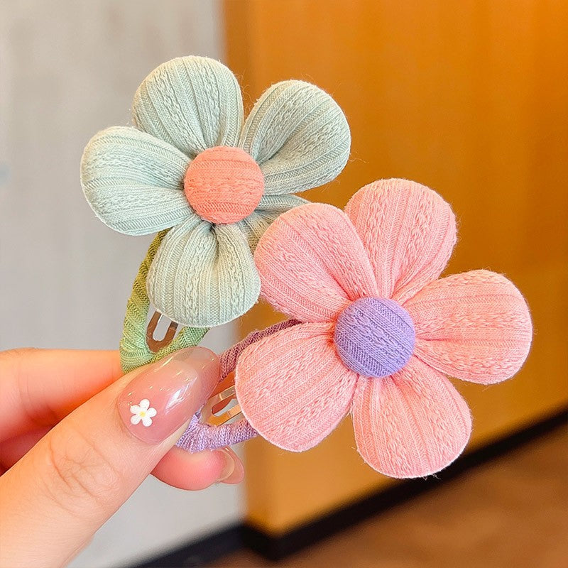 Children's Cute Fabric Flower Pair Clip Hair Accessories