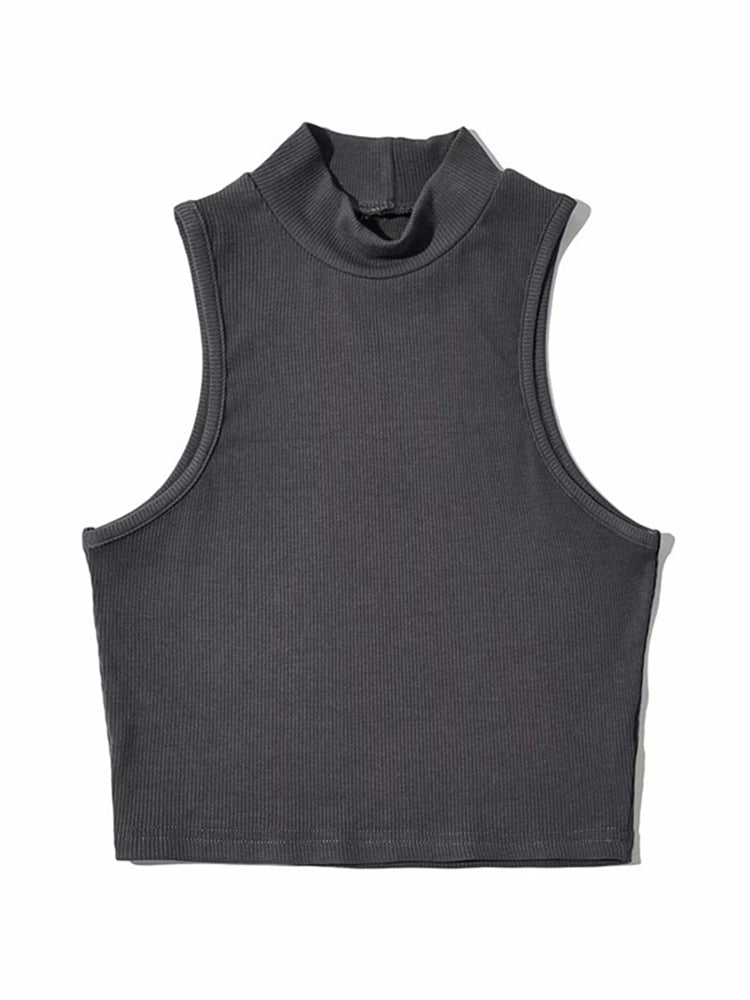 Summer Women Fashion Crop Top High Neck  5 Colors