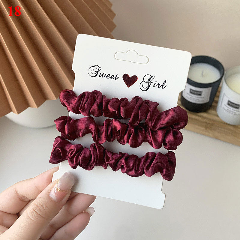 3Pcs/set Silk Satin Scrunchies Women