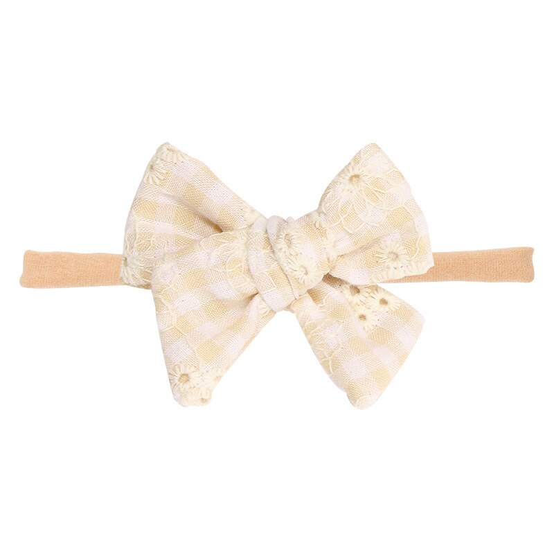 Baby Bow Headband Soft Cotton Embroidered