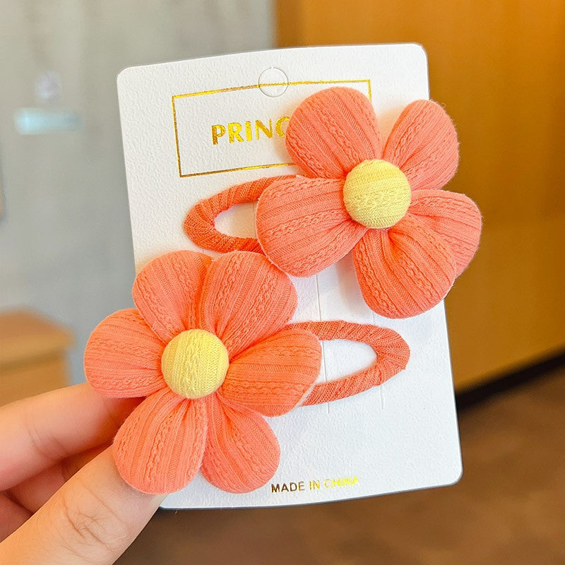 Children's Cute Fabric Flower Pair Clip Hair Accessories