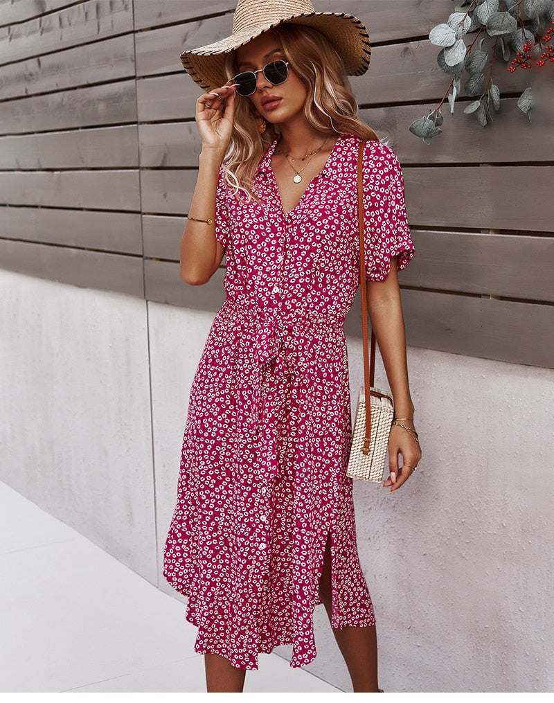 Women Floral Dress 2023 Summer Casual