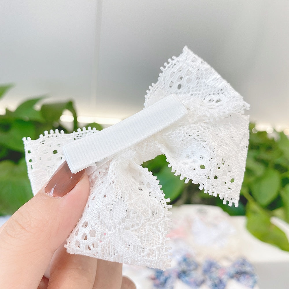 4Pcs/Set Sweet Lace Printed Hair Clips For Cute Girls