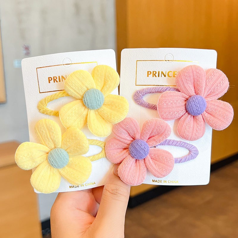 Children's Cute Fabric Flower Pair Clip Hair Accessories