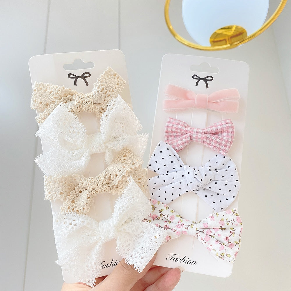 4Pcs/Set Sweet Lace Printed Hair Clips For Cute Girls